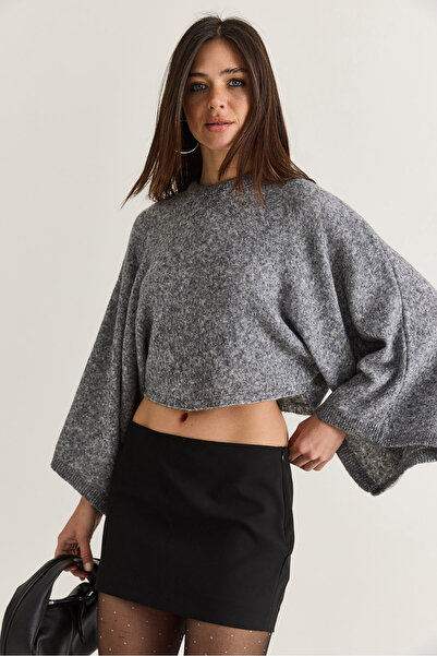 Bianco Lucci Women's Smoked Bat Sleeve Casual Crop Knit Sweater Tk261117 6028...