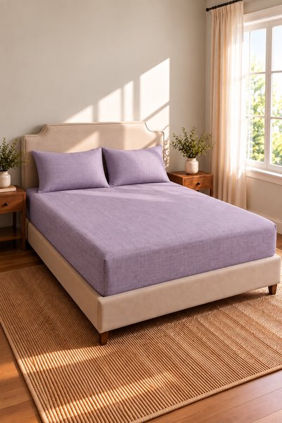 EBRUTESETTÜR King Size Elastic Sheet Set Lilac