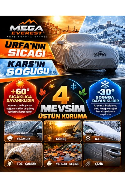Mega Everest Tüm Binek araçlara Uyumlu Oto Araba Brandası-Örtüsü (SEDAN-HATCHBACK)