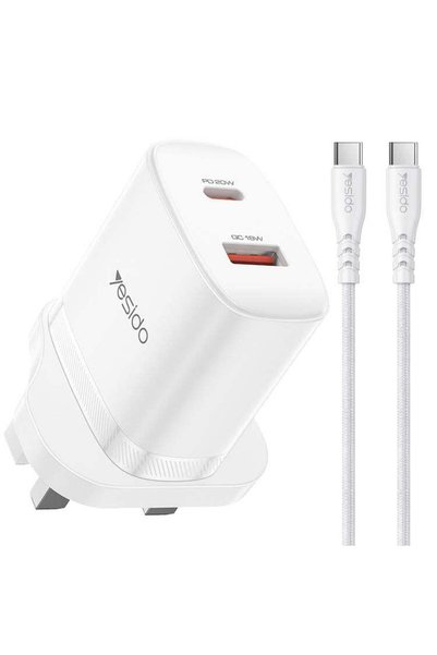 Yesido YC152 PD20W USB-C / Type-C and QC18W USB-A Dual Ports Charger Set with...
