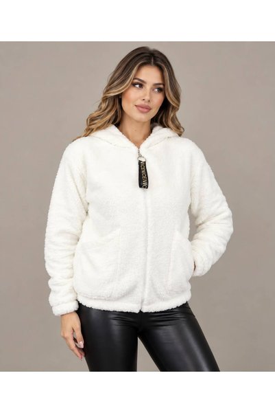 OK BLUME Women's Hooded Plush Zip-Up Sweatshirt - Oversized Soft Fleece Hoodie - Winter Warm (S-2Xl)