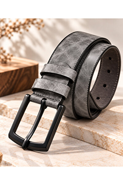 wesscollection Men's Classic Belt Stylish Textured Leather Look Metal Buckle ...