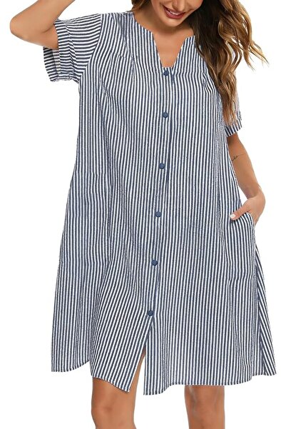 GENERAL YOZLY House Dress Women Cotton Duster Robe Short Sleeve Housecoat But...