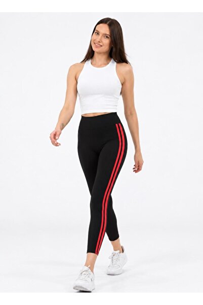 sandsunsea textile product Women's Sports Leggings Double Stripe Black Women'...