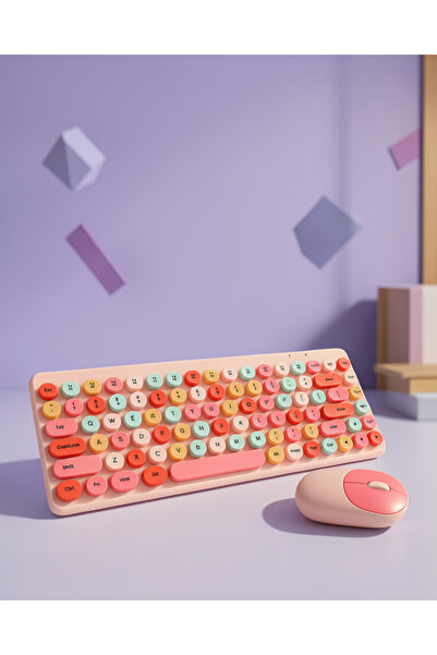 ECRUZ Retro Tuşlu Bluetooth Klavye 3 Cihaz Bağlantılı