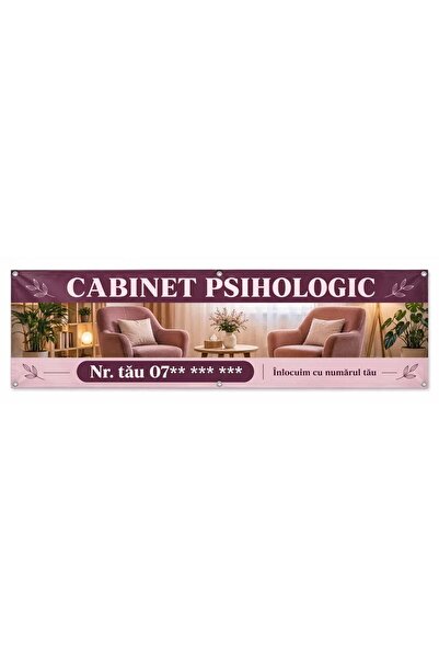 ShopPrint Banner cabinet psihologic cu numărul tău, 225x75 cm, frontlit cu ti...