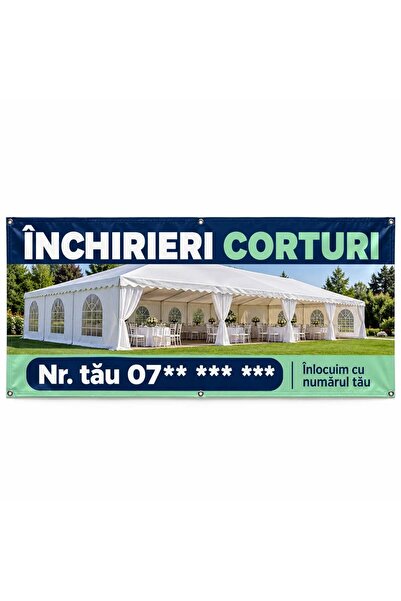 ShopPrint Banner închirieri corturi cu numărul tău, 200x100 cm, frontlit cu t...