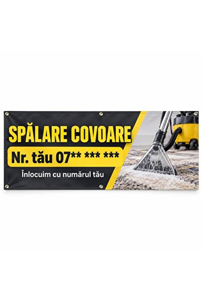 ShopPrint Banner spălare covoare cu numărul tău, 300x120 cm, frontlit cu tiv ...