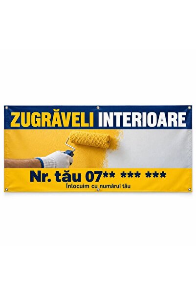 ShopPrint Banner zugrăveli interioare cu numărul tău, 100x50 cm, frontlit cu ...