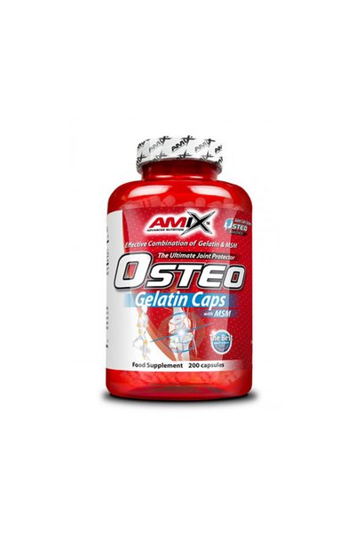 AMIX Osteo Gelatin with MSM - Supliment cu colagen, 200 capsule