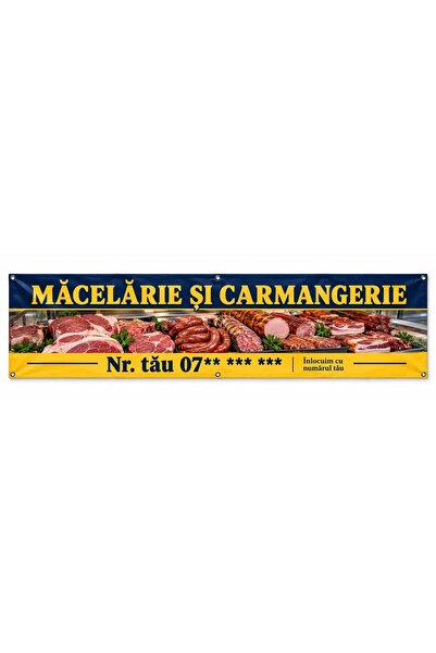 ShopPrint Banner măcelărie și carmangerie cu numărul tău, 400x100 cm, frontli...