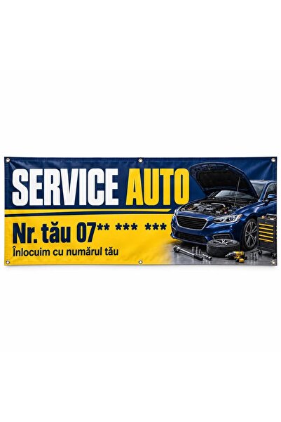 ShopPrint Banner service auto cu numărul tău, 300x120 cm, frontlit cu tiv și ...