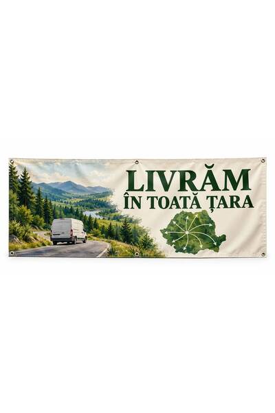 ShopPrint Banner livrăm în toată țara – model ilustrat, 125x50 cm, frontlit c...