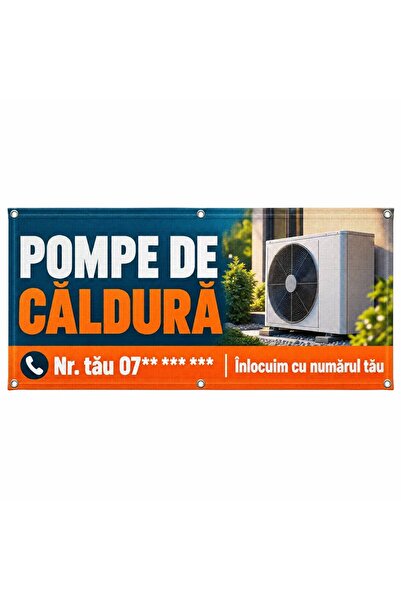 ShopPrint Mesh pompe de căldură cu numărul tău, 100x50 cm, mesh cu tiv și capse