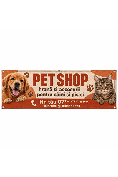 ShopPrint Mesh pet shop cu numărul tău, 150x50 cm, mesh cu tiv și capse