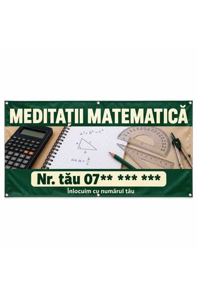 ShopPrint Banner meditații matematică cu numărul tău, 150x75 cm, frontlit cu ...