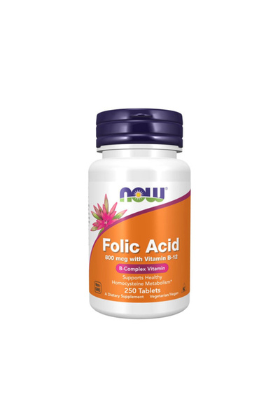 Now Acid folic + B-12 - Acid folic și vitamina B12, 250 comprimate