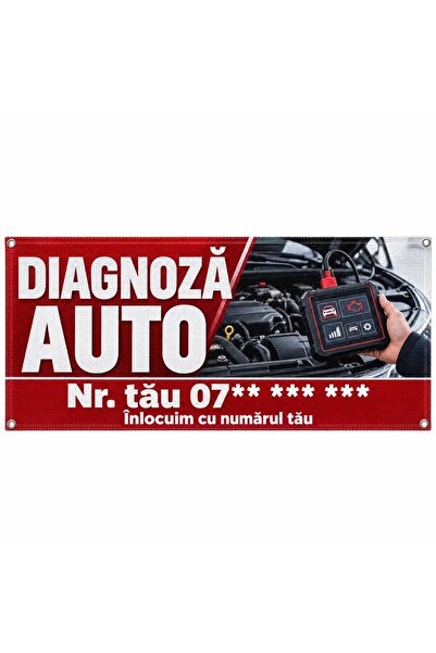 ShopPrint Mesh diagnoză auto cu numărul tău, 150x75 cm, mesh cu tiv și capse
