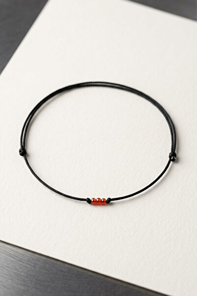 alberaccessories Minimal Akik Taşlı - Siyah İp - Manifest - Hediyelik Şans Bi...