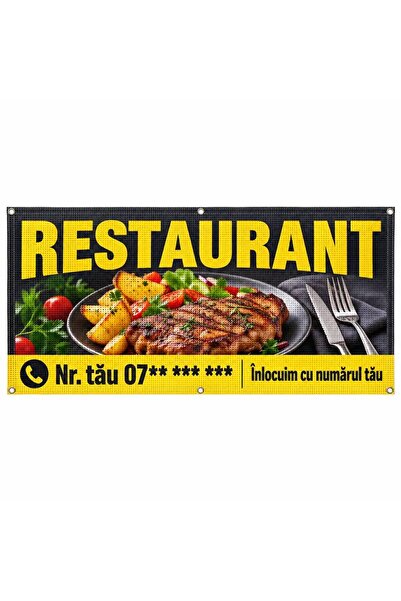 ShopPrint Mesh restaurant cu numărul tău, 200x100 cm, mesh cu tiv și capse