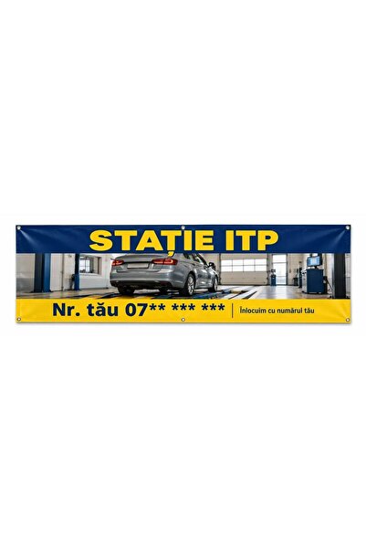 ShopPrint Banner stație itp cu numărul tău, 300x100 cm, frontlit cu tiv și capse