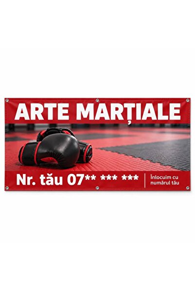 ShopPrint Banner arte marțiale cu numărul tău, 150x75 cm, frontlit cu tiv și ...