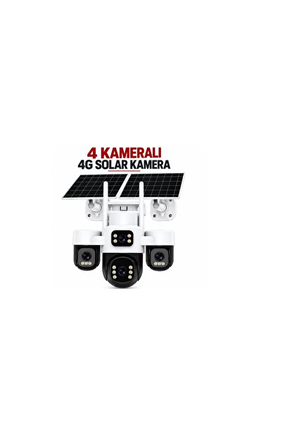 Midcom Hieasy APP RT-2413D-4GS 8MP 4 Kamera 4G Solar Sim PTZ Sesli Akıllı Hibrit Zoom Güvenlik Kamera 7/24 Koruma — 2+2+2+2