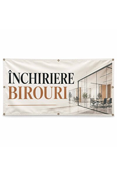 ShopPrint Banner închiriere birouri – model minimal, 100x50 cm, frontlit cu t...
