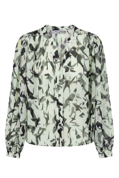 STELLA PULVIS Green C-Neck Chiffon Shirt