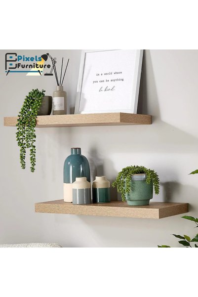 PixelsFurniture Set of 3 Floating Wall Shelves from Pixel Furniture, Living Room, Bedroom, Kitchen Decor, Bathroom, Shelves with Invisible Supports, 40 cm