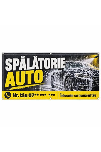 ShopPrint Mesh spălătorie auto cu numărul tău, 100x50 cm, mesh cu tiv și capse