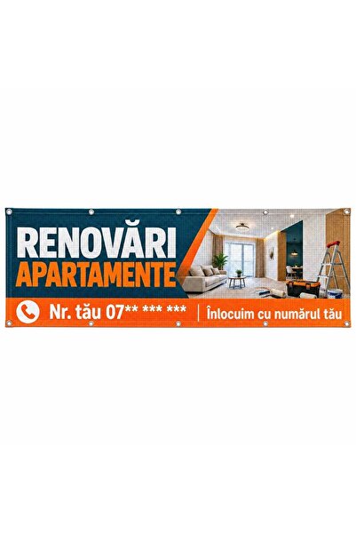 ShopPrint Mesh renovări apartamente cu numărul tău, 225x75 cm, mesh cu tiv și...