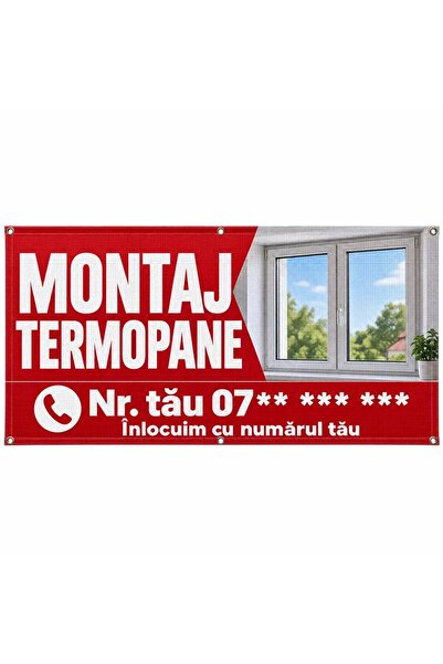 ShopPrint Mesh montaj termopane cu numărul tău, 100x50 cm, mesh cu tiv și capse