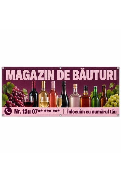 ShopPrint Mesh magazin de băuturi cu numărul tău, 125x50 cm, mesh cu tiv și c...
