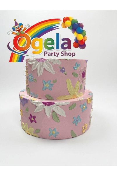 OGELAPARTY Çiçek Desenli 2 Katlı Maket Pasta - Doğum Günü, Baby Shower & Foto...