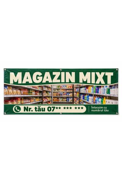 ShopPrint Banner magazin mixt cu numărul tău, 100x50 cm, frontlit cu tiv și c...