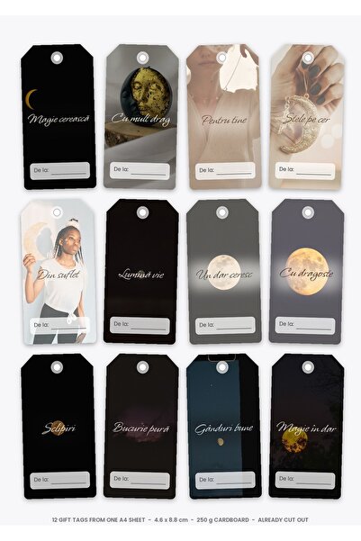 OEM Gift Tags Heavenly Magic, 12 pieces, Cardboard 250g, 4.6x8.8 cm