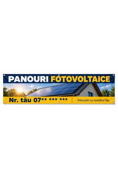 ShopPrint Banner panouri fotovoltaice cu numărul tău, 300x75 cm, frontlit cu ...