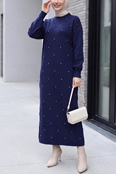 HİJABAYA Rochie maxi drapată cu model argyle și decolteu rotund, confortabilă...