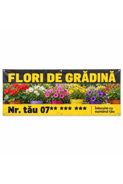 ShopPrint Banner flori de grădină cu numărul tău, 300x100 cm, frontlit cu tiv...