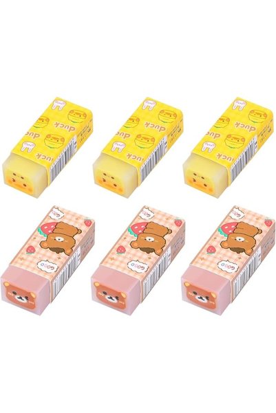 TERRIFI Adorable Animal Pencil Erasers Featuring Bear and Duck Patterns, Soft...