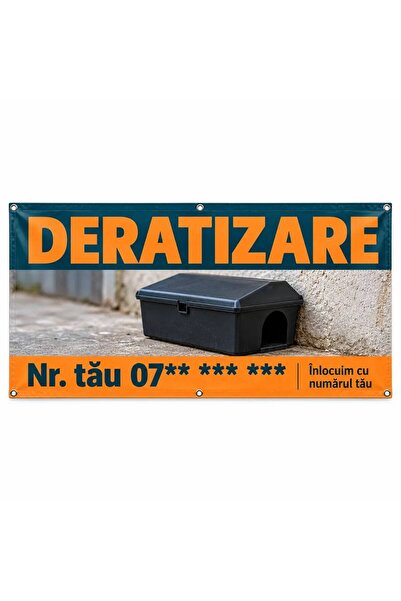 ShopPrint Banner deratizare cu numărul tău, 150x75 cm, frontlit cu tiv și capse