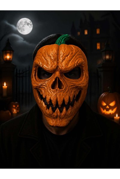 Olgun GiftShop Cadılar Bayramı Halloween Sert Plastik Balkabağı Maske Cosepla...