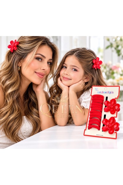 QUEEN AKSESUAR Set de 14 piese cu agrafe de păr și prosop elastic cu flori de...