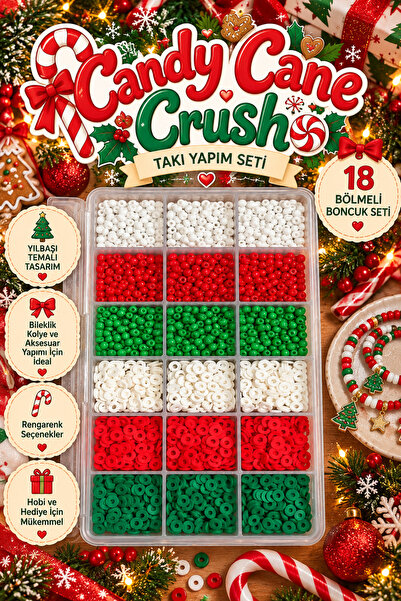 By MO Accessories Set perli sa božićnom tematikom Candy Cane Crush sa 18 odje...