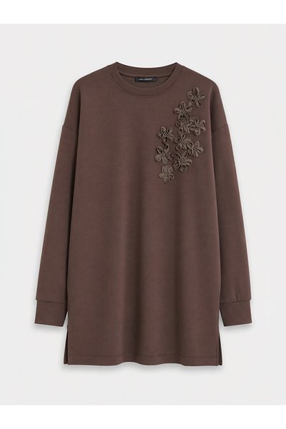 LC Waikiki Lcw Everydaysoft Touch Women's Sweatshirt Tunic with Floral Applique
