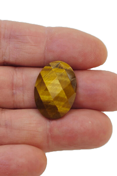 Pozitif Doğal Taş Sparkling Tiger's Eye Cabochon Ring Stone 618-2