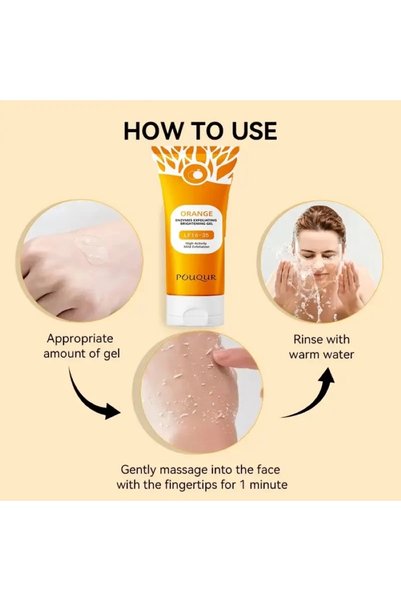POUQUR Orange Enzymes Exfoliating Brightening Gel – Contains High-Activity LF16-35, Gentle Exfoliation, Brightens Skin Tone