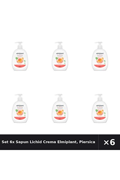 ELMIPLANT Set 6x Sapun Lichid Crema Elmiplant, Piersica si Ceai Alb, 500 ml