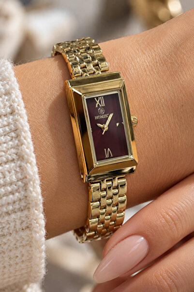 Homies Women's Steel Band Elegant Rectangle Wristwatch with Gift Wrap Option